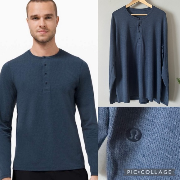 lululemon athletica Other - Lululemon Reinstate Long Sleeve Henley Heathered True Navy XXL